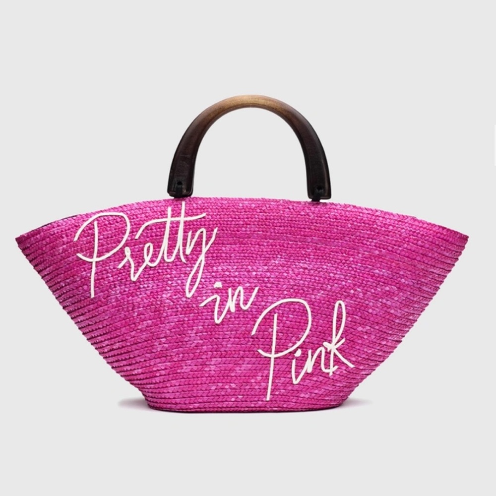 NEW! Eugenia Kim fuchsia Pretty in Pink woven straw Raffia Beach Tote